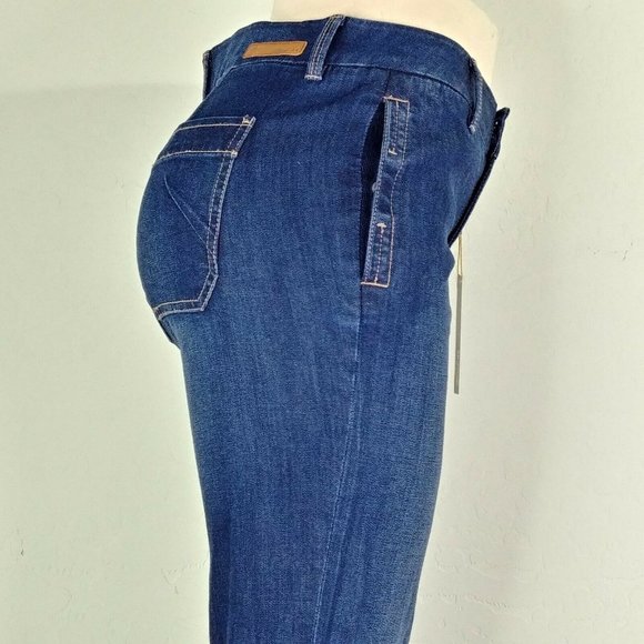 Level 99 Flared Wide Leg Women's Blue Denim Jeans - Picture 7 of 12